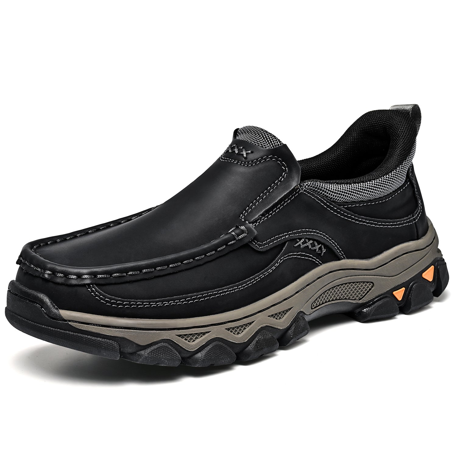 Mostelo® Mens Slip On Casual Outdoor Leather Walking Hiking Shoes V3689