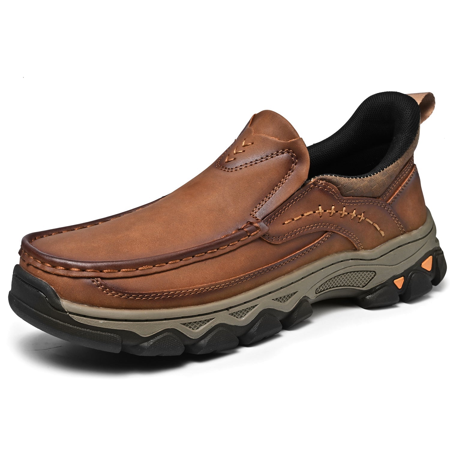 Mostelo® Mens Slip On Casual Outdoor Leather Walking Hiking Shoes V3688