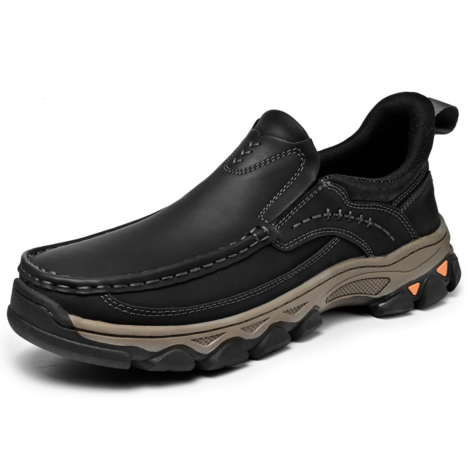 Mostelo® Mens Slip On Casual Outdoor Leather Walking Hiking Shoes V3688