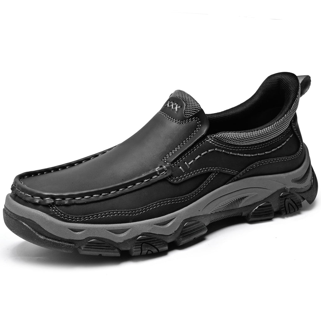 Mostelo® Mens Slip On Casual Outdoor Leather Walking Hiking Shoes V3672/V3673