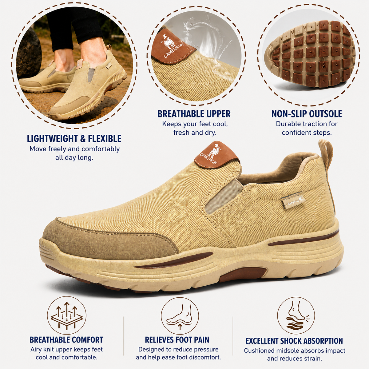 Men’s Breathable Mesh Slip-On Walking Shoes