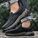 Mostelo® Mens Slip On Casual Outdoor Leather Walking Hiking Shoes V3689
