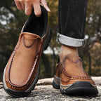 Mostelo® Mens Slip On Casual Outdoor Leather Walking Hiking Shoes V3688