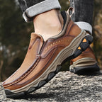 Mostelo® Mens Slip On Casual Outdoor Leather Walking Hiking Shoes V3688