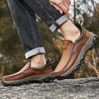 Mostelo® Mens Slip On Casual Outdoor Leather Walking Hiking Shoes V3688
