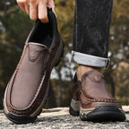 Mostelo® Mens Slip On Casual Outdoor Leather Walking Hiking Shoes V3688