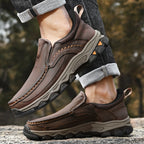 Mostelo® Mens Slip On Casual Outdoor Leather Walking Hiking Shoes V3688
