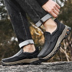 Mostelo® Mens Slip On Casual Outdoor Leather Walking Hiking Shoes V3688
