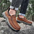 Mostelo® Mens Slip On Casual Outdoor Leather Walking Hiking Shoes V3689
