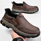 Mostelo® Mens Slip On Casual Outdoor Leather Walking Hiking Shoes V3686