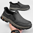 Mostelo® Mens Slip On Casual Outdoor Leather Walking Hiking Shoes V3686