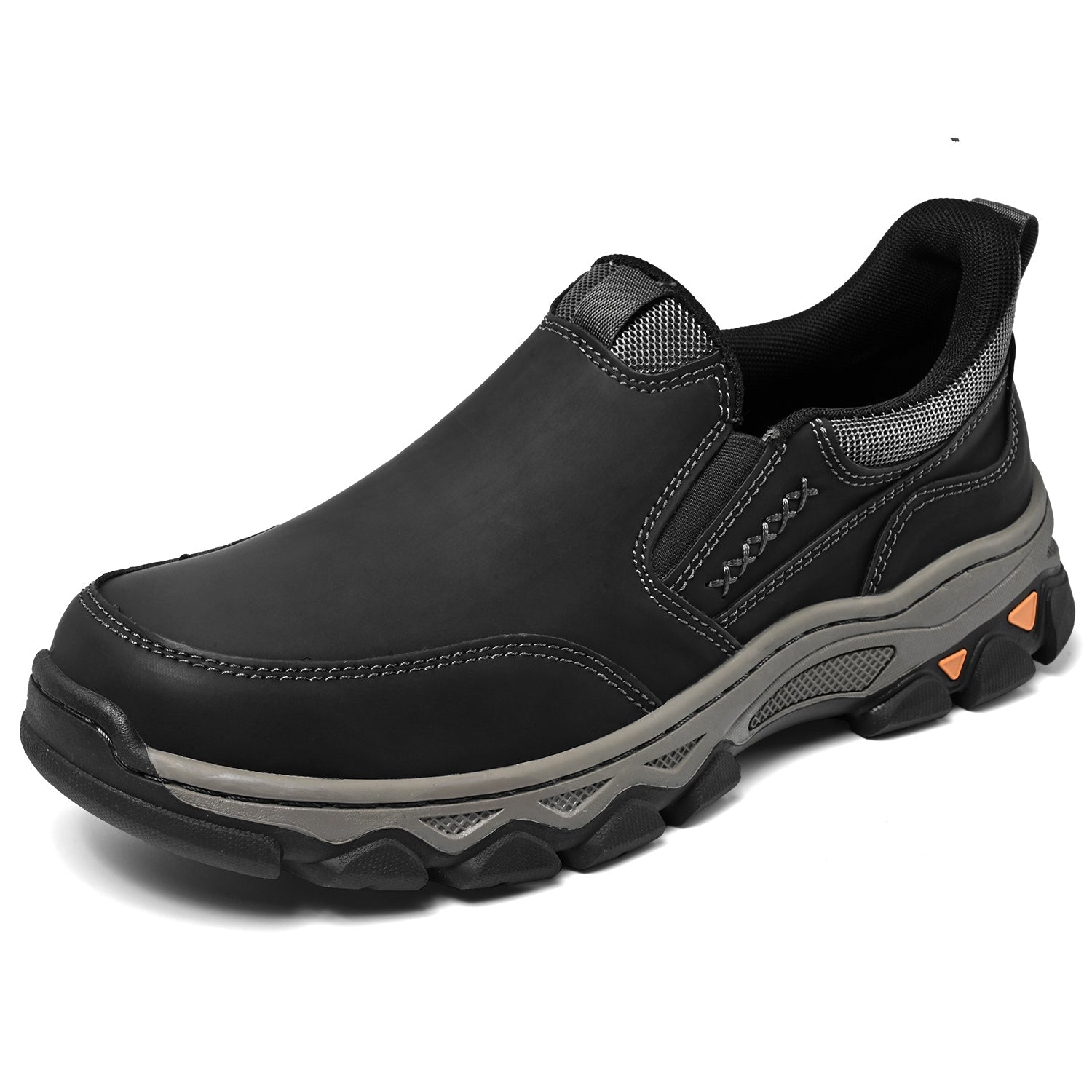 Mostelo® Mens Slip On Casual Outdoor Leather Walking Hiking Shoes V3686