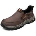 Mostelo® Mens Slip On Casual Outdoor Leather Walking Hiking Shoes V3686