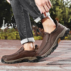Mostelo® Mens Slip On Casual Outdoor Leather Walking Hiking Shoes V3672/V3673