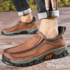 Mostelo® Mens Slip On Casual Outdoor Leather Walking Hiking Shoes V3672/V3673