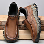 Mostelo® Mens Slip On Casual Outdoor Leather Walking Hiking Shoes V3689