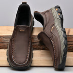 Mostelo® Mens Slip On Casual Outdoor Leather Walking Hiking Shoes V3689