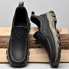 Mostelo® Mens Slip On Casual Outdoor Leather Walking Hiking Shoes V3688