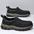 Mostelo® Mens Slip On Casual Outdoor Leather Walking Hiking Shoes V3689